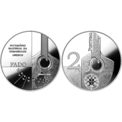 Монета 2,5 евро 2015 г. Португалия. «Нематериальное наследие человечества — фаду»